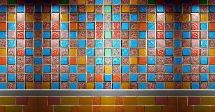 Petits carreaux colorés sur un mur