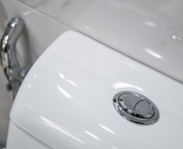 Gros plan sur le bouton pressoir à double commande du WC