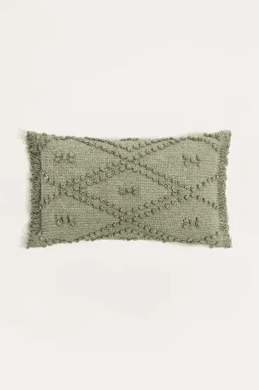 Un coussin en coton vert kaki