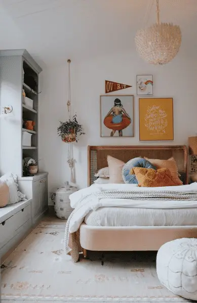 Une chambre au style qui combine plusieurs styles décoratifs