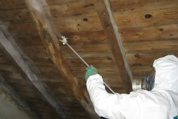 Un traitement par fumigation sur une charpente