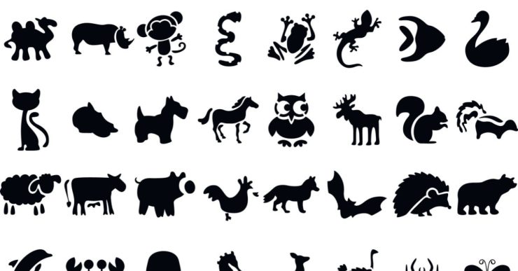 Stickers noir et blanc avec différents animaux