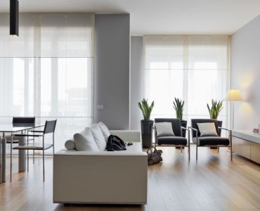 Grand salon avec parquet en bois