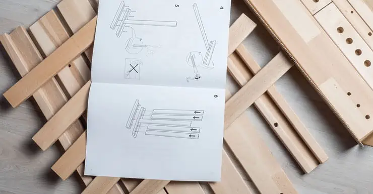 Des pièces d'assemblage et instructions pour l'assemblage de meubles en kit