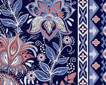 Bordure ornementale avec différents motifs multicolores