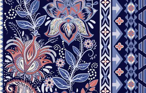 Bordure ornementale avec différents motifs multicolores