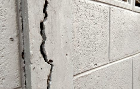 Un mur en parpaing fissuré