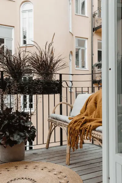 Une petite terrasse décorée avec quelques plantes