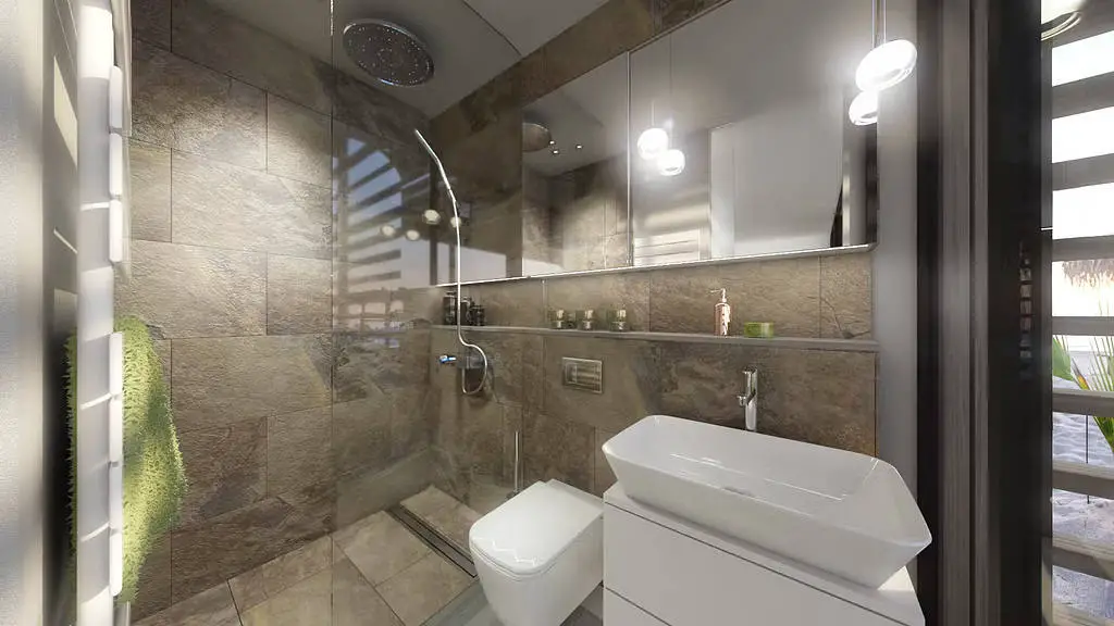 salle de bain toute équipée et douche à l'italienne
