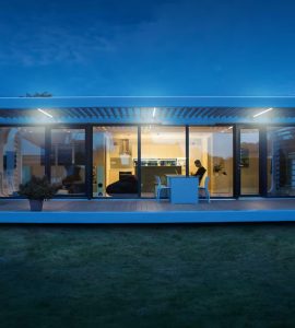 vue de nuit sur la façade