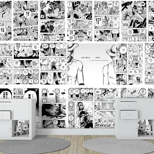Un papier peint panoramique représentant le célèbre manga One Piece