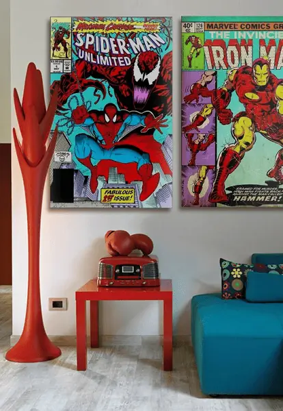 Une chambre d’adolescent au style vintage sur le thème Marvel
